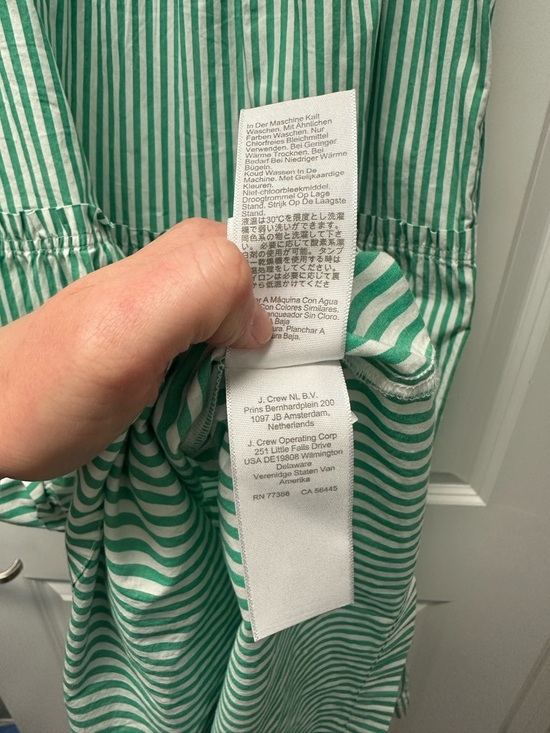 J. Crew Women's Green and White Striped Tiered Midi Dress - Picture 7 of 7